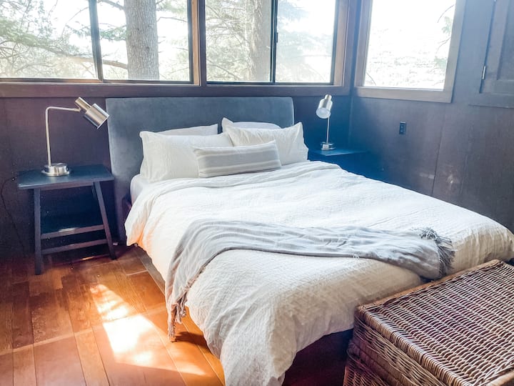 Bedroom #2 - Queen size bed (second floor).

Closet space and beautiful windows.