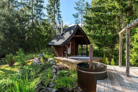 Cheerful house with sauna and bathtub