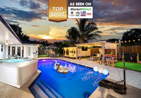 Top Villa w/ Game-Room Hot Tub Htd Pool Near Beach