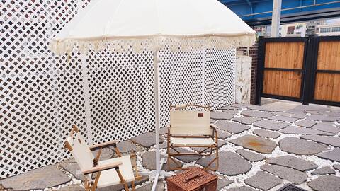 [Gatbae Ohyoungi] Abai Village/Yard Good House/Beach, Gatbae 1 minute/Beam, Netflix/Parasol & Picnic