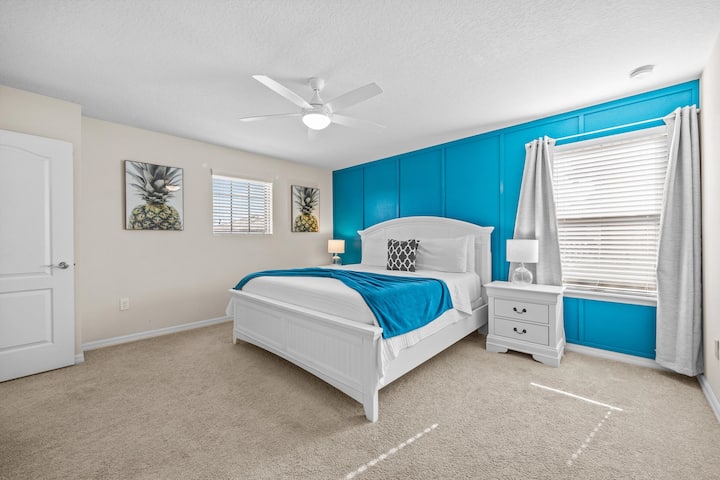 The second floor master suite boasts a king bed and private ensuite.