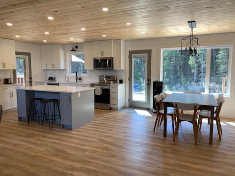 Modern cabin on a large forested lot