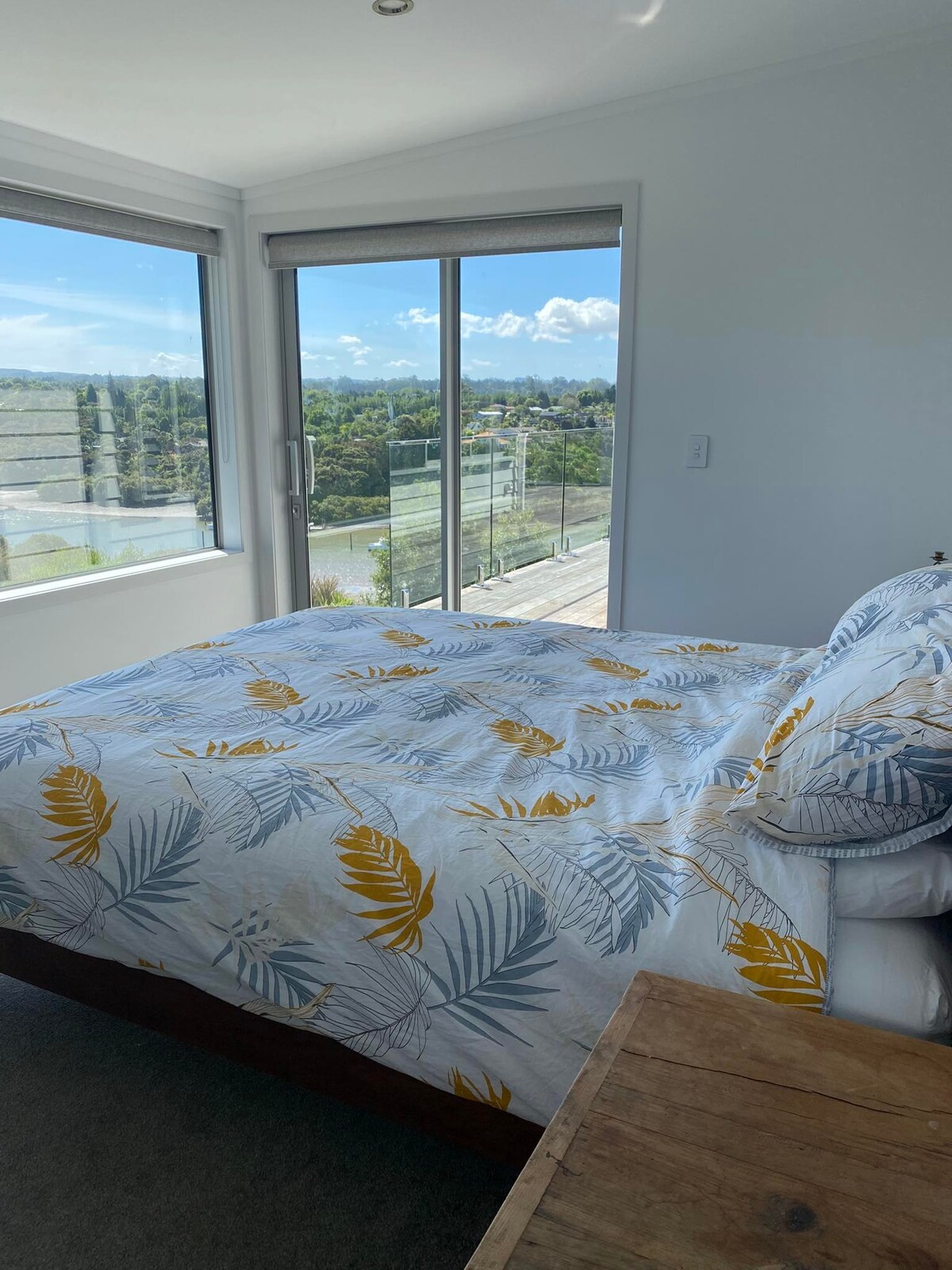 Მთავარ საძინებელს აქვს დიაპაზონის სლაიდერი ტერასაზე, საიდანაც შესანიშნავი ხედები იშლება მზის ჩასვლის დასავლეთით.  Ჟალუზები არ არის შავი, მაგრამ უზრუნველყოფს საკმარის სიბნელეს ღამით.  ფართო ხალიჩებიანი ოთახი ცალკე გასეირნებით გარდერობში.