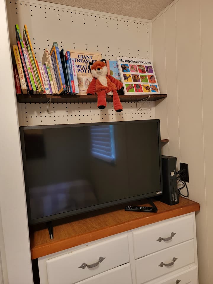 La camera Futon è la nostra area per bambini.  Puoi trovare giocattoli, libri e una X box con 3 controller e tanti giochi. 