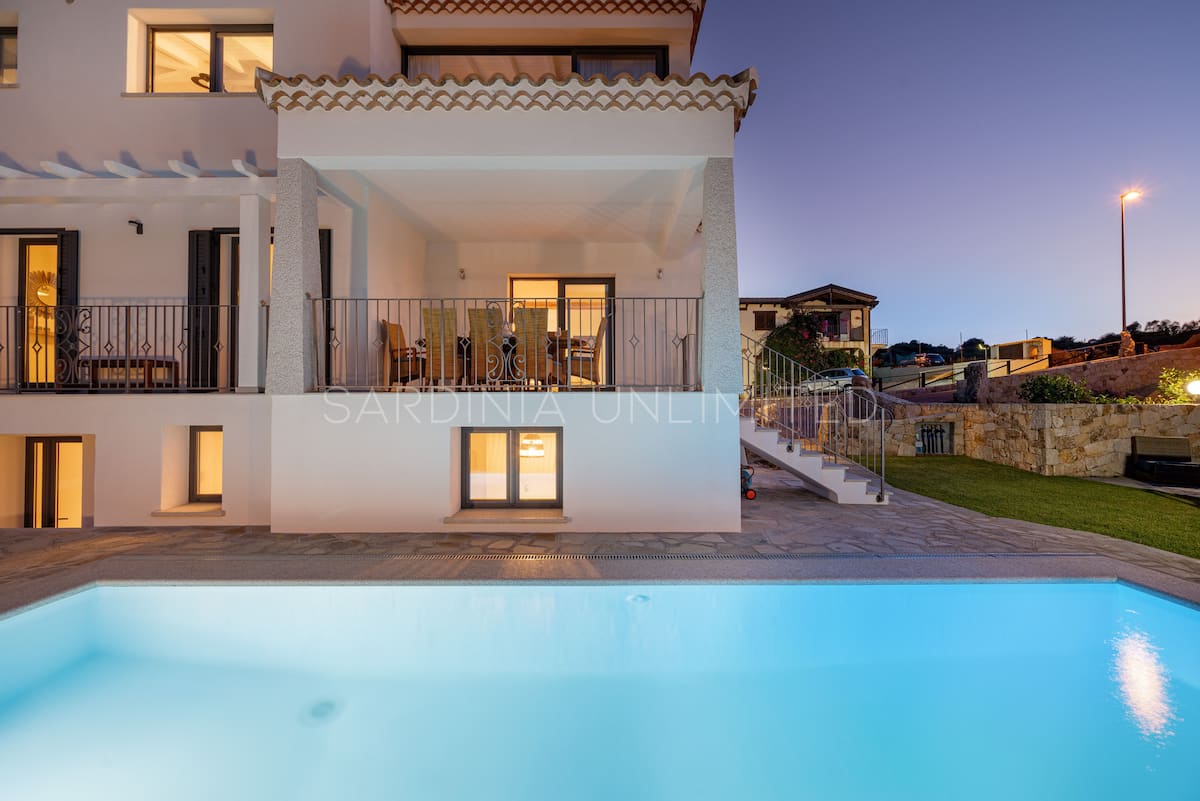 Villa Thia at dusk &mdash; private pool, Budoni