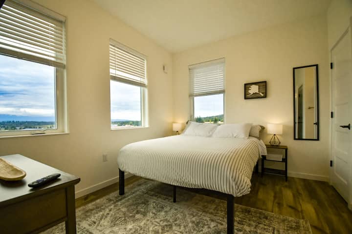 Master bedroom with views of the Homer Spit.