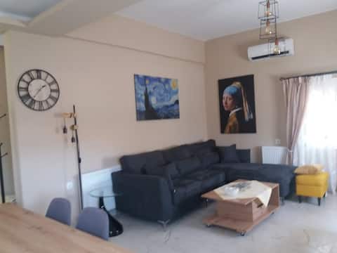 A residence with a fireplace and an outdoor space