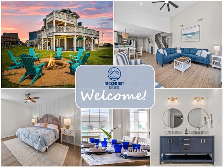 Water Views Massive Deck & Yard! 5BR/4BA Vacation homes for Rent in Bolivar Peninsula