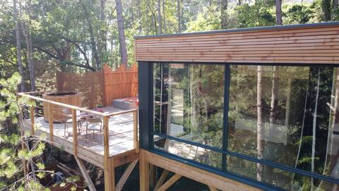 Luxury lodge with private Nordic bath