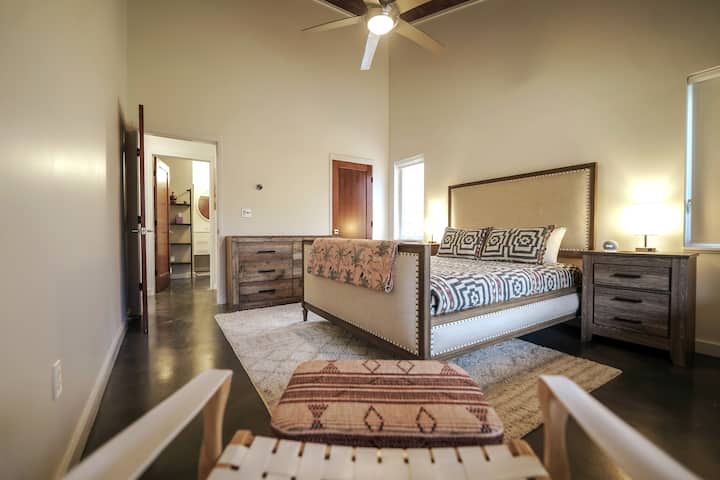 Bedroom #1 with a queen sized bed, two nightstands and dresser for unpacking. In the large closet, you will find a Pack 'n Play Playard and a spare cot. Also, enjoy the Amazon Echo Dot on the nightstand with access to unlimited music.