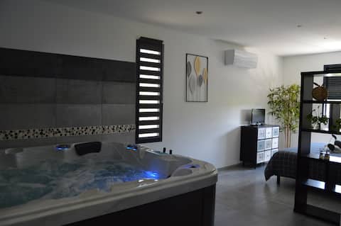 Beautiful villa with a hot tub.