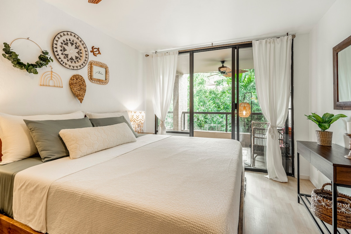 主卧：在主卧的加大双人床上睡个好觉，被鸟鸣声吵醒，让您放松身心……