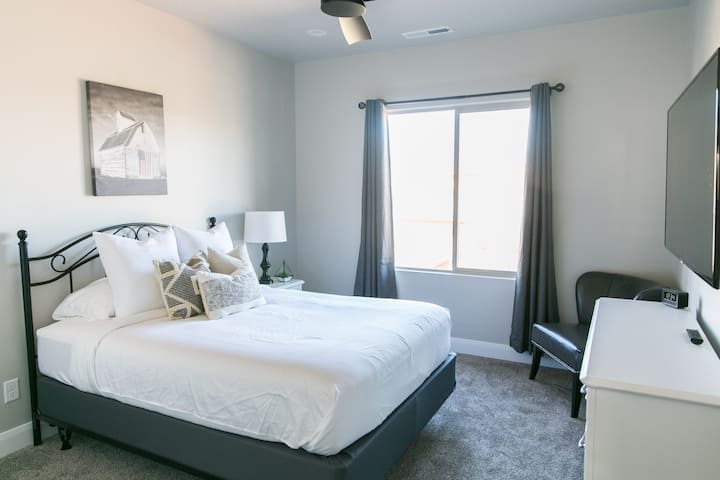 Another bedroom with a queen bed that is quite and peaceful. 