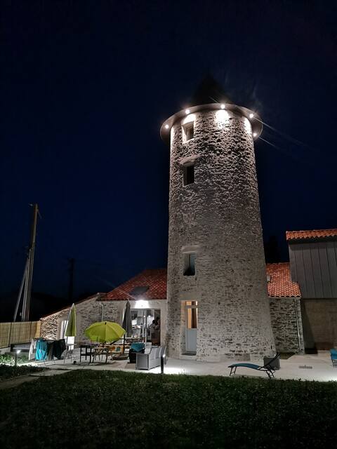 Old windmill with hot tub and terrace