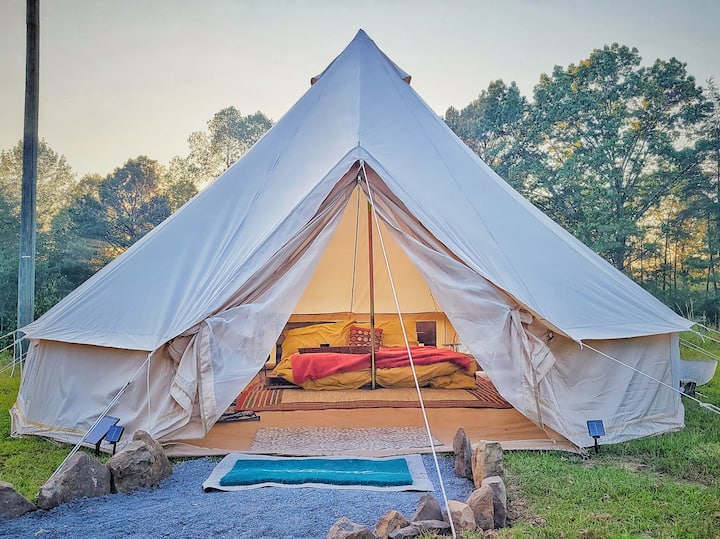 Heated Bell Tent in Bankhead National Forest Tents for Rent in Double Springs, Alabama, United
