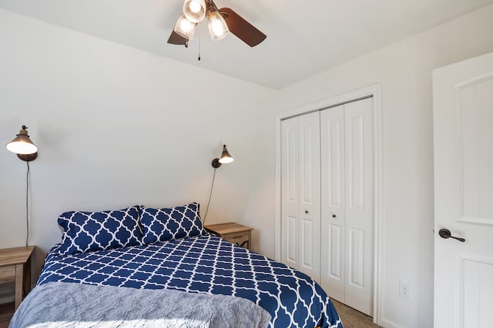 In the closet behind the bi-fold doors is a chest of drawers for additional storage.