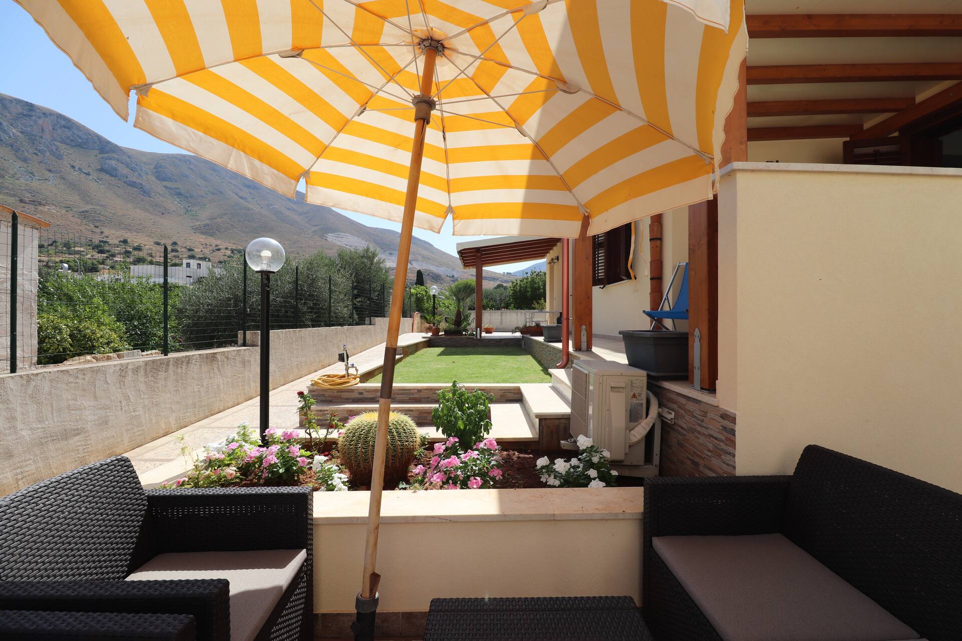 double bedroom with mountain view
