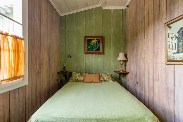 მე-2 საძინებლის საწოლი 152 × 203 სმ, ფანჯრიდან ჩანს ტურიალბას ვულკანი