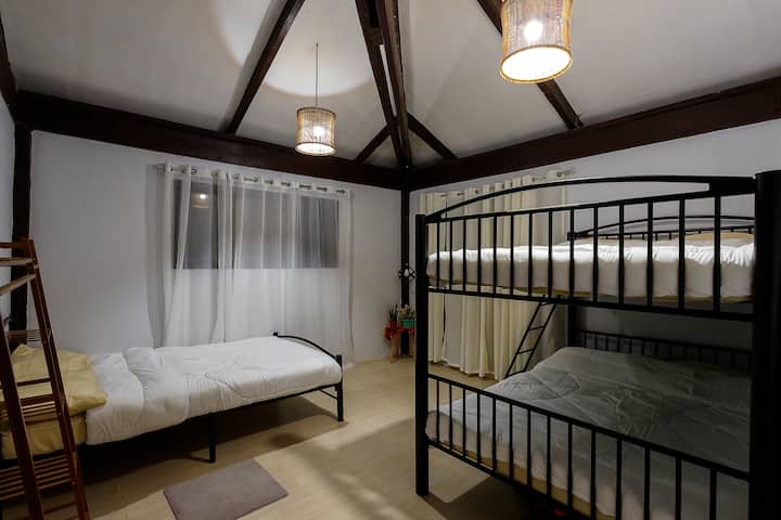 Clean, well-ventilated and spacious rooms for family and friends.