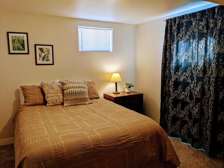 标准双人床卧室地下室