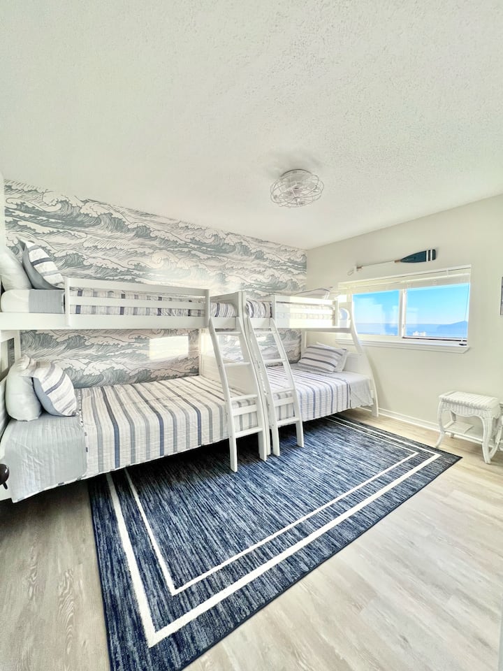 3rd bedroom offers 2 - twin over full bunks.  Plenty of space for the kiddos to kick back and relax after a long day at the beach.  