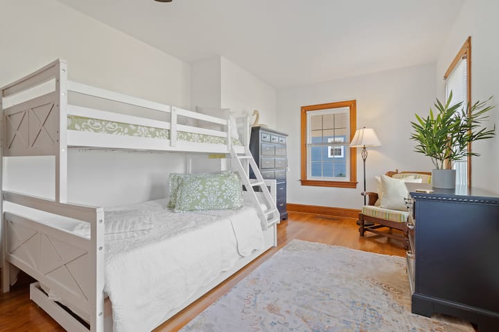 Second bedroom with twin over full bed~ Plenty of storage