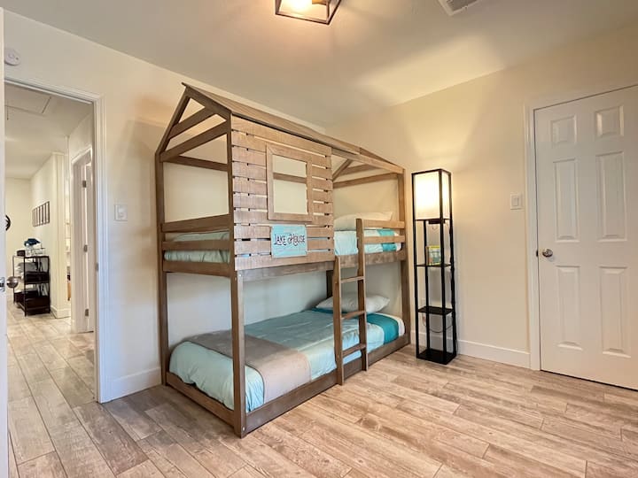 The Lake room features our lake house bunk beds.