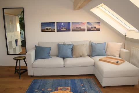 Light-flooded apartment with roof terrace