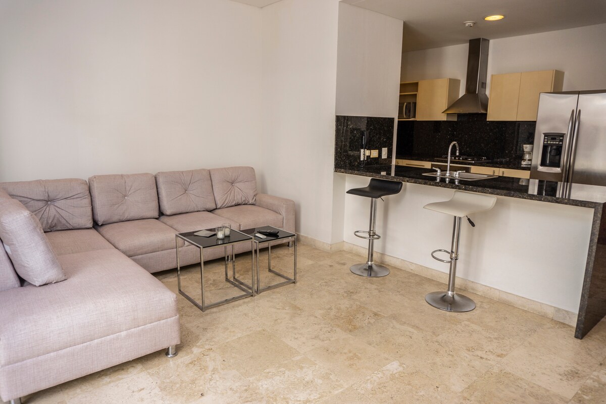 Mwonekano wa sebule na jikoni 