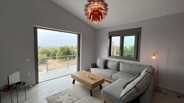 סלון עם נוף לים