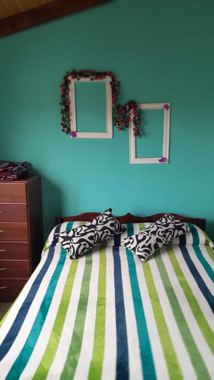 Стая с двойно легло с изглед към тополовите завеси, които променят цвета си през есента  