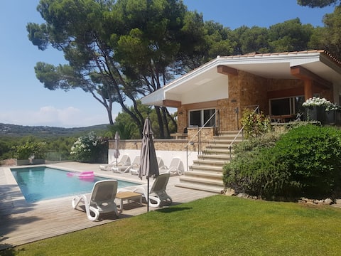 Walk to beach + private pool, gardens & terraces