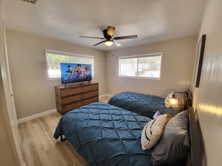 Kids room with 55" Smart TV and NETFLIX included. Closet and Dresser for storage.