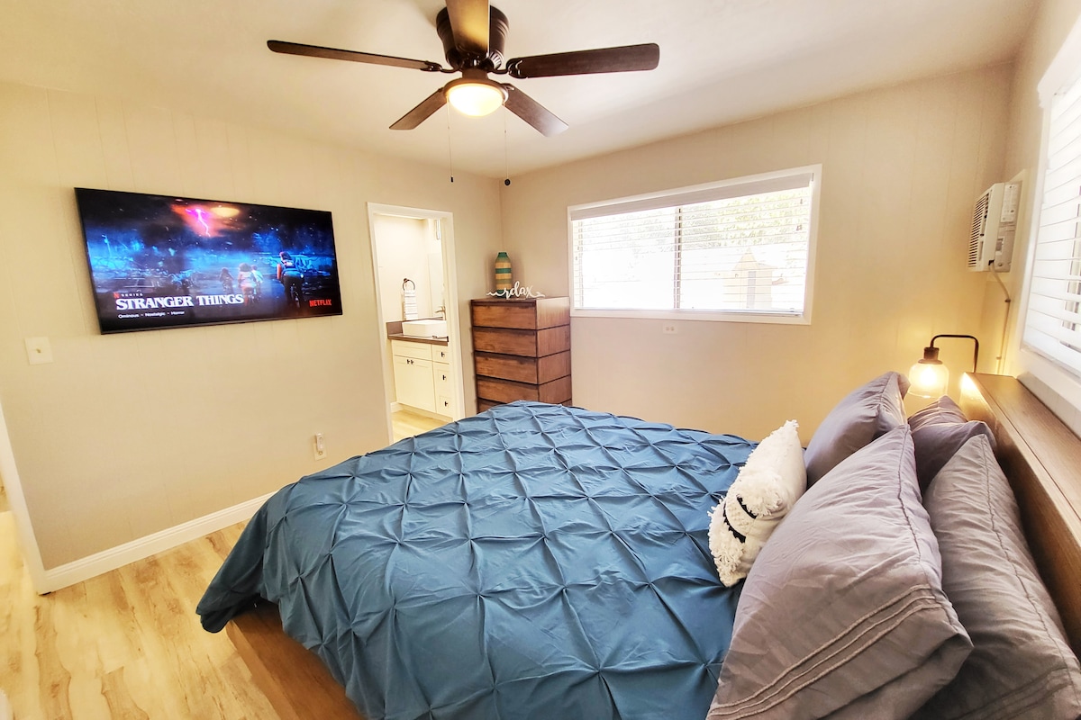 BEDS OF YOUR DREAMS. The Master Bedroom offers a Boll & Branch organic cotton 5-layer QUEEN mattress and high-thread count sheets for the best sleep experience ever.  Included is a 55" Smart TV with NETFLIX provided. Visit www•DropMyPin•com