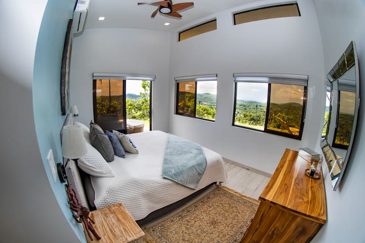 Master Suite- fully separated from rest of bedrooms and home.  Has it's own wing - with a walk out to private Master Deck with Lounger.
