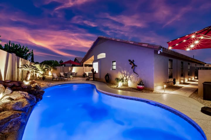 Modern Southwest home w/heated pool oasis