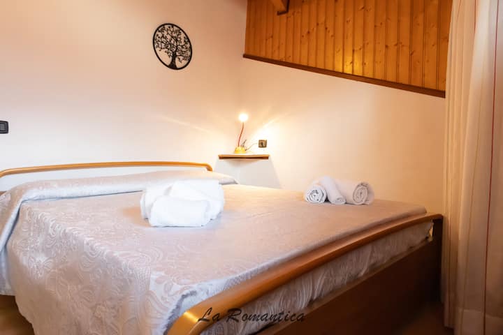 This room offers a comfortable and relaxing space, ideal for couples or solo travelers. The decor is thoughtful, with a double bed, a closet, and a bedside table. 