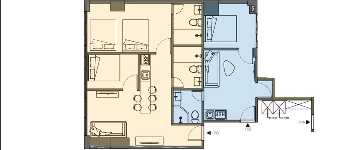 旅家雅舍12BC＠3B3B/電梯/高樓層 5~10人 古亭MRT5分鐘 師大永康商圈 gallery image 3