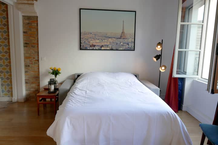 Apartamento COSY1 - Sofá cama abierto.