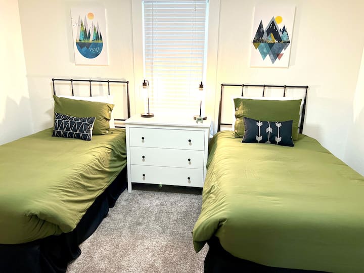 Two twins in 2nd bedroom, upstairs. 