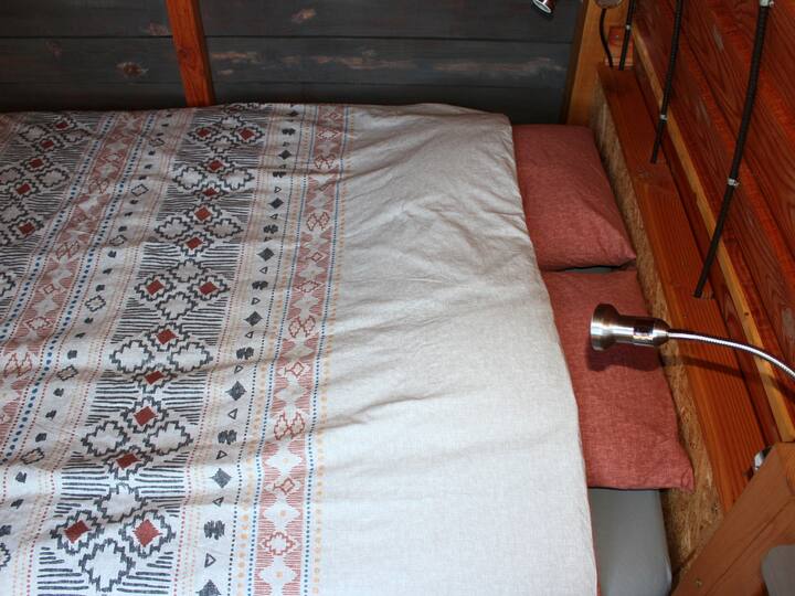 A bedding that wants to be comfortable or too hard or too soft! With its two e-readers built in the head of the bed plus problems for a late reading.

