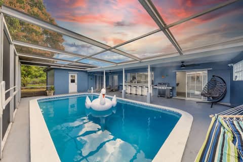Modern Retreat w/ Heated Pool & Grill near Beach