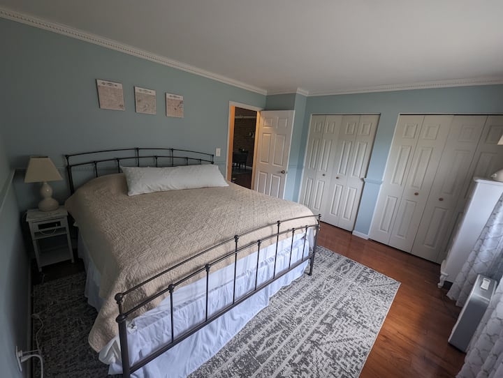 King size bed with streaming tv