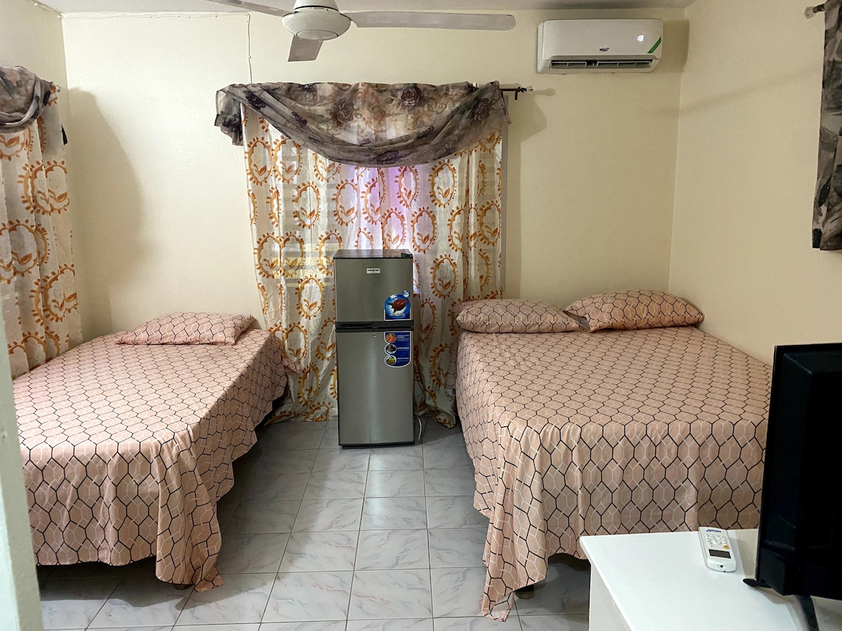 Una cama doble y una cama individual 