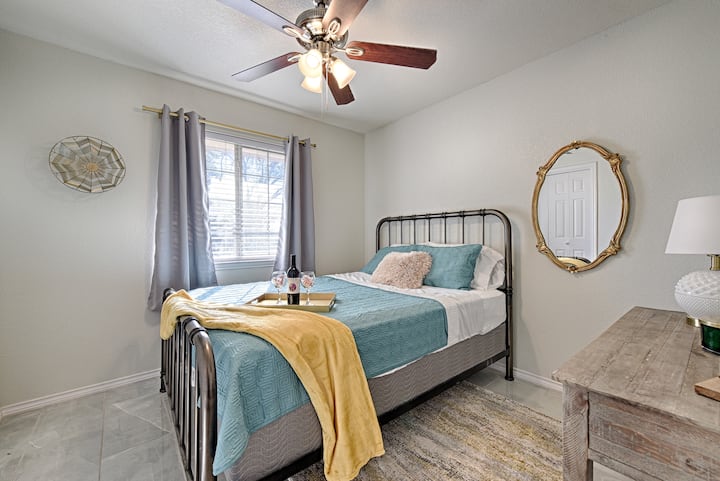 Bedroom #3 has a queen bed. Pack and play and stroller are located in the closet. 