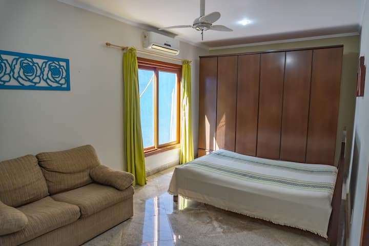 Bedroom 1 double with en-suite, air and fan.