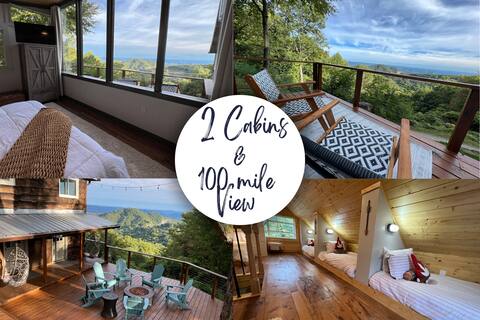 2 Cabins, 100 Mile Views, Hot Tub, 2½ miles to BR