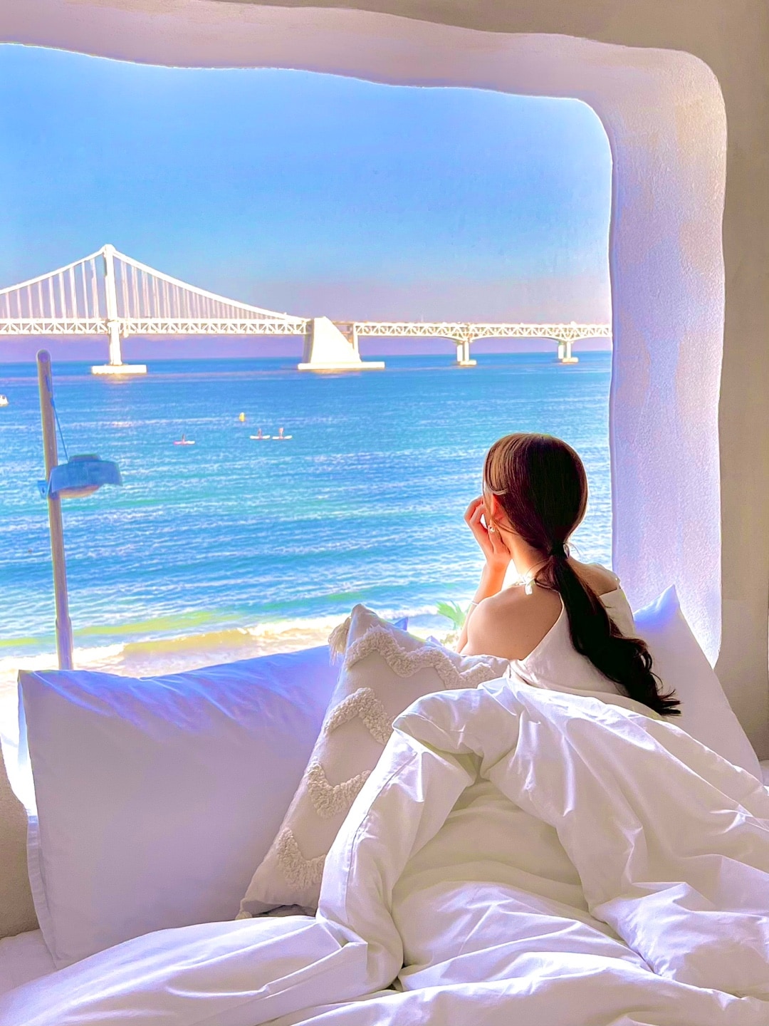 Vista al mar del puente Gwangan desde el dormitorio