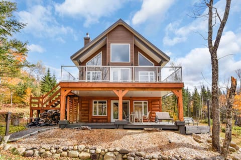 Log cabin with lake view, Jacuzzi, Paddle/Kayak