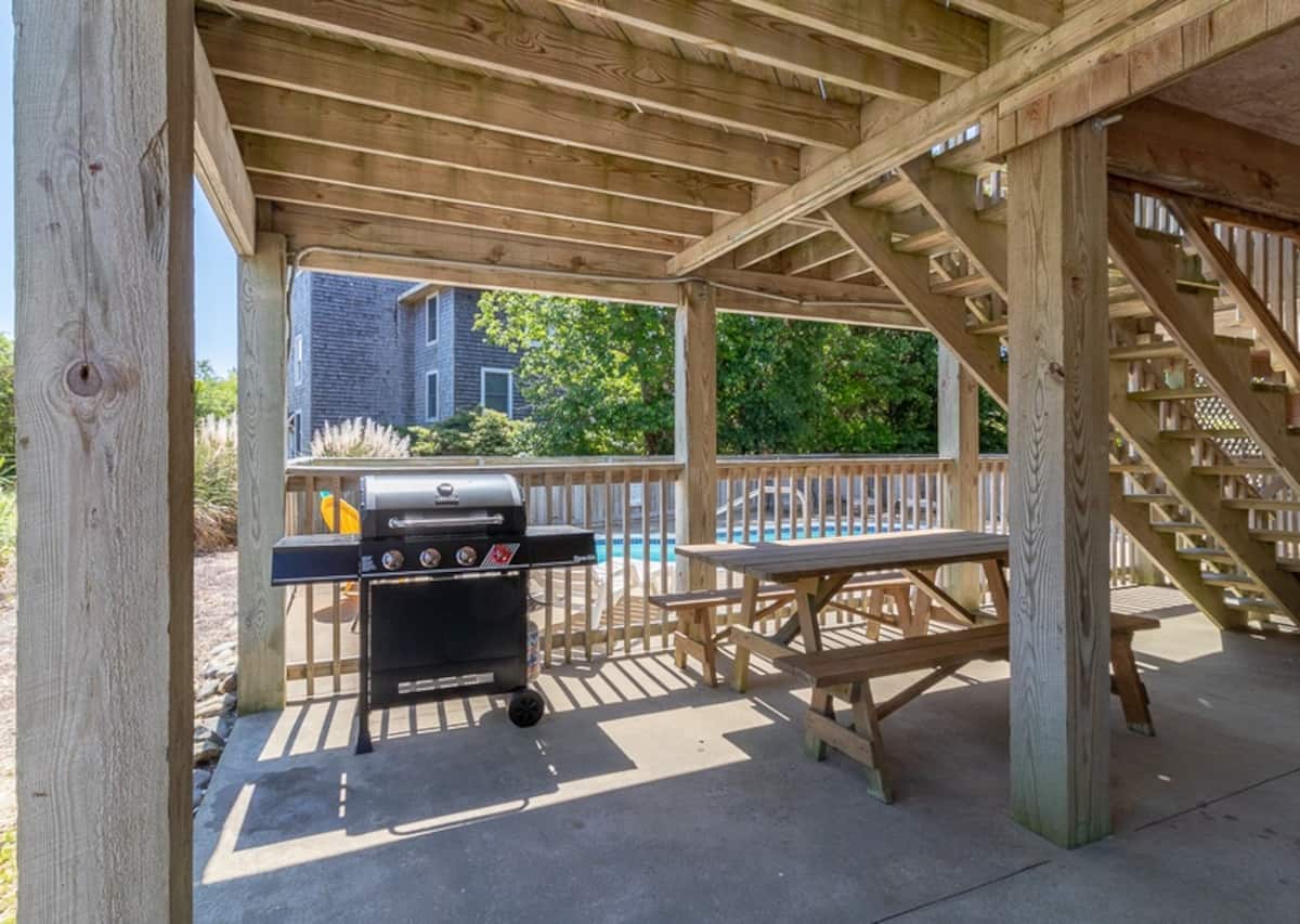 Covered outdoor hangout by the pool